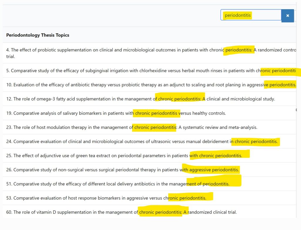 periodontology thesis topics